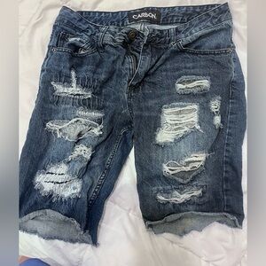Men’s edgy punk distressed Carbon Denim Jorts (Jean shorts) size 30